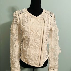 NWOT Bagatelle White Lace Moto Jacket